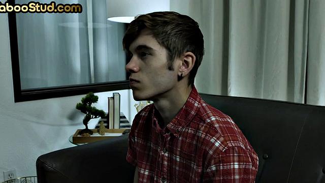 Weird skinny twink cums in stepbrother rimjob and 3some