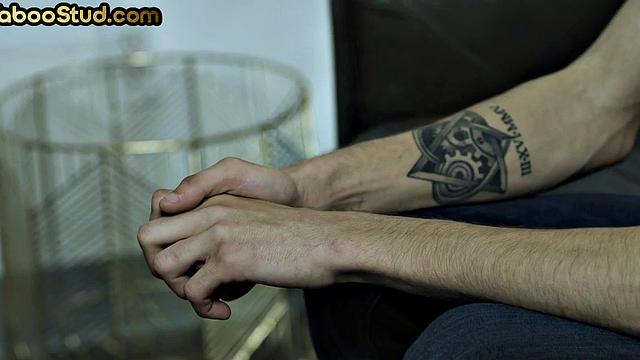 Weird skinny twink cums in stepbrother rimjob and 3some