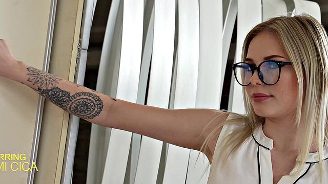 GIRLSRIMMING - Hot blonde Mimi Cica taming her boss with rimming skills