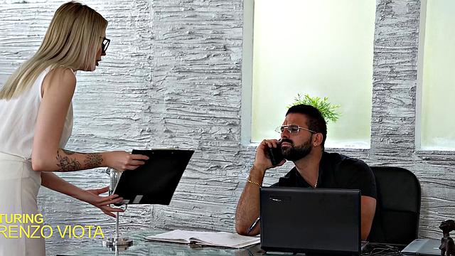 GIRLSRIMMING - Hot blonde Mimi Cica taming her boss with rimming skills
