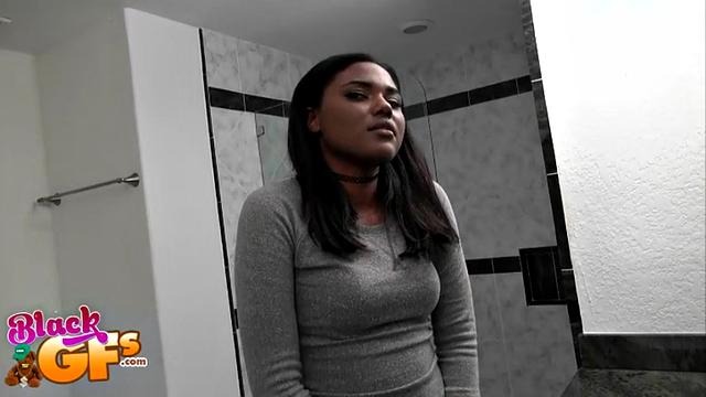 Get ready for a wild ride as this black babe takes a shower and gives a throaty BJ in cowgirl pose