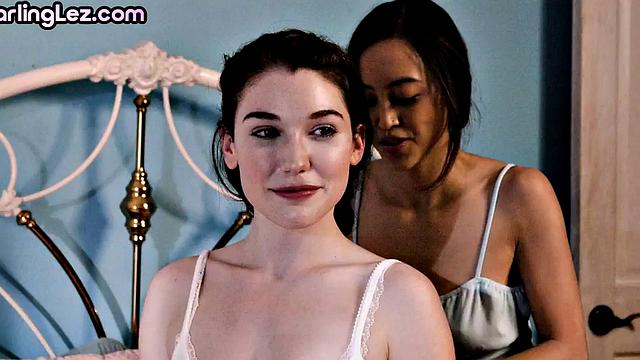 Petite Asian dykes eating hairy pussy while fingering