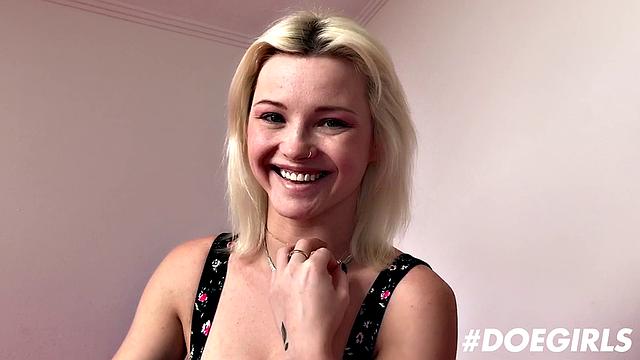 Passionate solo with a blonde beauty