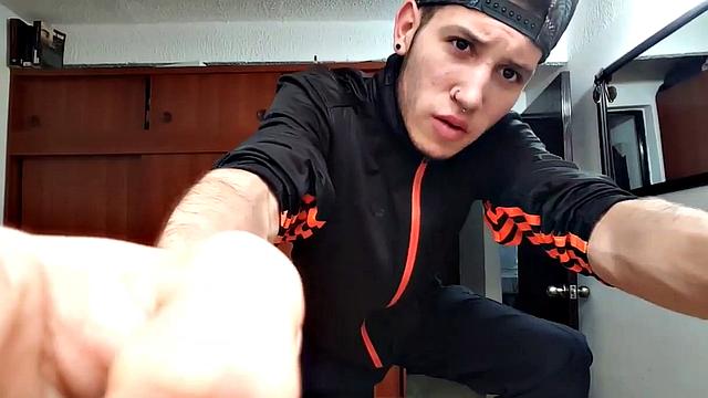 This skinny Latin boy teases us, as he strips naked and works his big dick until it's rock hard. The young man is all over the place, as he beats his meat and occasionally shows off that fine looking little butt of his.