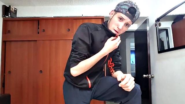 This skinny Latin boy teases us, as he strips naked and works his big dick until it's rock hard. The young man is all over the place, as he beats his meat and occasionally shows off that fine looking little butt of his.