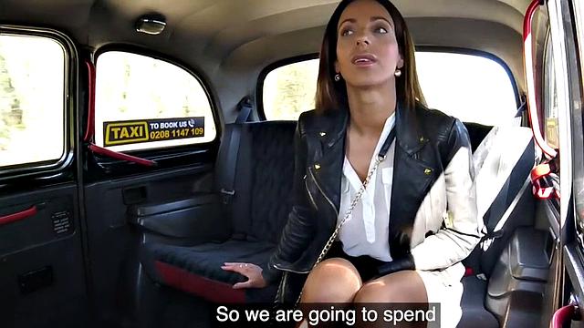 Sapphic cabbie seduces babe into oral and fingerfucking duo