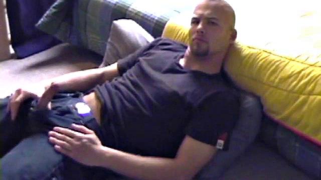 Stephen starts by unzipping his pants and pulling out his dick to get hard. Naked, he lays on his back, adds lube, and gets to some serious stroking.