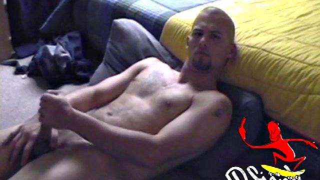 Stephen starts by unzipping his pants and pulling out his dick to get hard. Naked, he lays on his back, adds lube, and gets to some serious stroking.