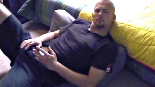 Stephen starts by unzipping his pants and pulling out his dick to get hard. Naked, he lays on his back, adds lube, and gets to some serious stroking.
