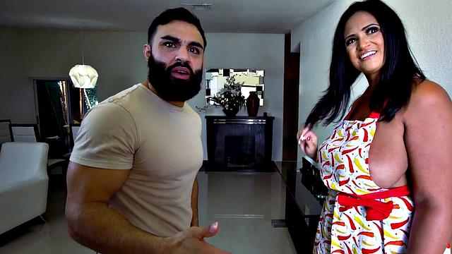 Mature Latina with huge tits titfucks and sucks before getting drilled hard