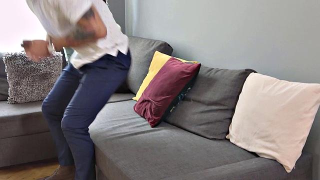 Sexy girl gets pounded in the kitchen by her cuckold husband