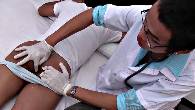 Twink barebacks Asian doctor after ass teased