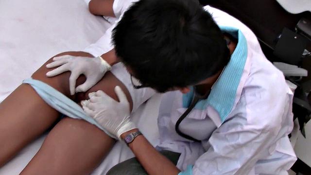Twink barebacks Asian doctor after ass teased