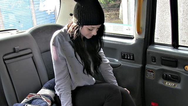 Double Take for Hot Brunette in Cab