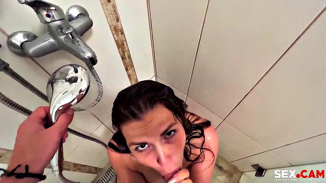 Blowjob in shower