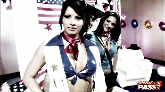 Busty babes having a ball