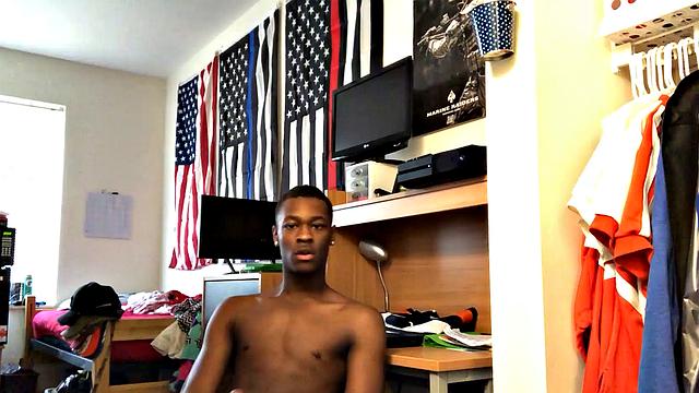 Chris Coleman is back in front of the camera, already stripped to his tight fitting underwear. There's no hiding the big stiff cock that's ready to be freed and it isn't long before this hot young ebony stud is standing before us naked.