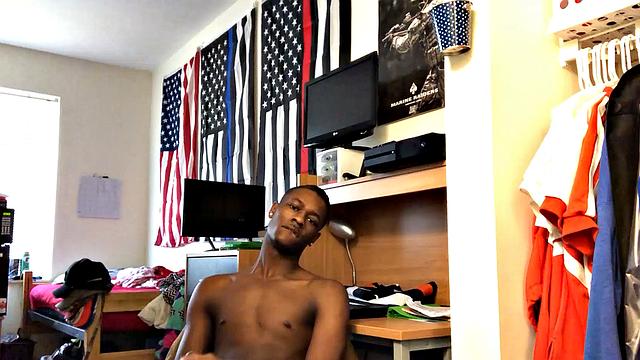 Chris Coleman is back in front of the camera, already stripped to his tight fitting underwear. There's no hiding the big stiff cock that's ready to be freed and it isn't long before this hot young ebony stud is standing before us naked.