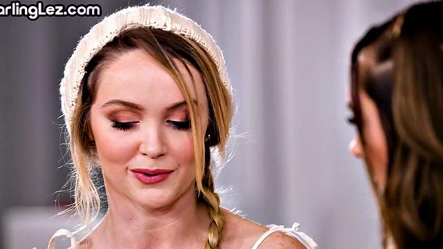 69 loving lesbian babes enjoy sex on the couch