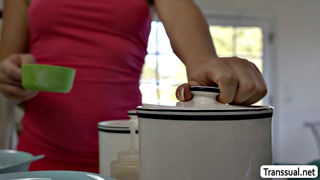 After baking cake, fuck my big piece of cake