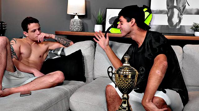 Sportive stud barebacks BFs hairy asshole