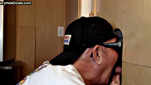 Greedy cocksucking gloryhole gets cum in mouth