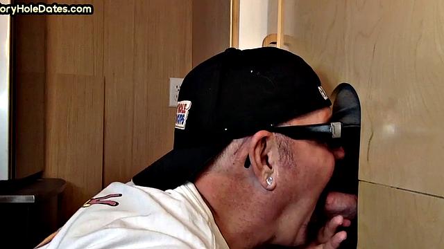 Greedy cocksucking gloryhole gets cum in mouth