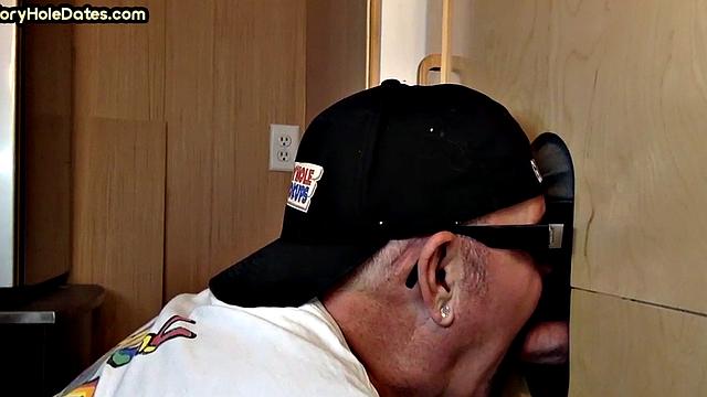 Greedy cocksucking gloryhole gets cum in mouth