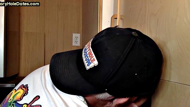 Greedy cocksucking gloryhole gets cum in mouth