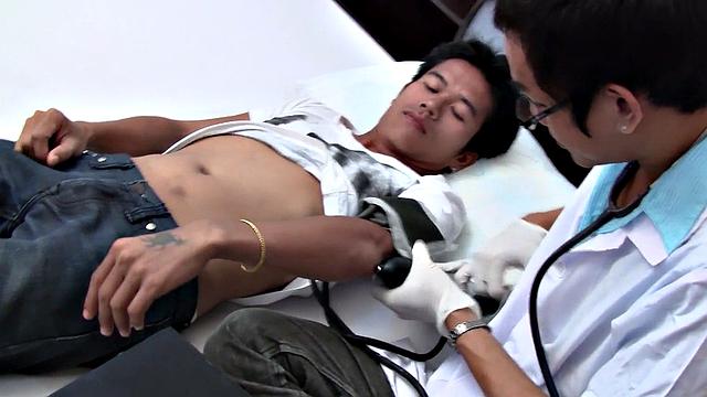 Sick Asian gets drilled by doctor during home visit