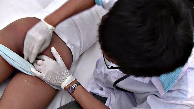 Sick Asian gets drilled by doctor during home visit