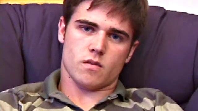 Austin pulls down his jeans, while watching a porn video, and gets his dick hard