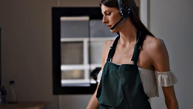 Transgender beauty fucked from behind in anal hole