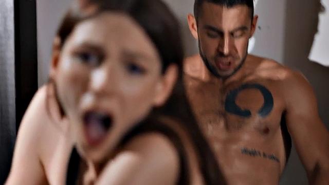 Transgender beauty fucked from behind in anal hole