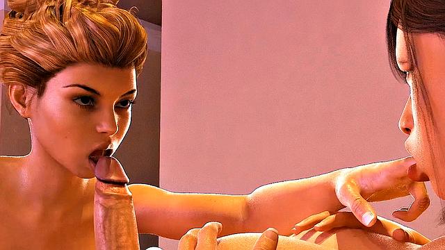 Big tits babes having sex in the bedroom