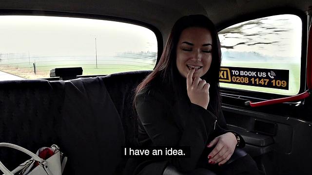 Kinky brunette dancer gives a VIP dance to lucky dude in a car