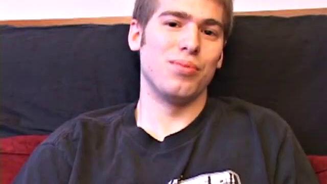 Adam Turner strips naked and grabs the lube, as he checks out a video that's playing. He works himself stiff and strokes with determination, until his cum starts pumping.