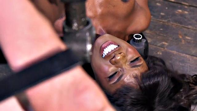 Feet tormented Ebony sub gets whipped by her master