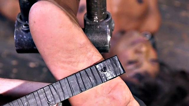 Feet tormented Ebony sub gets whipped by her master