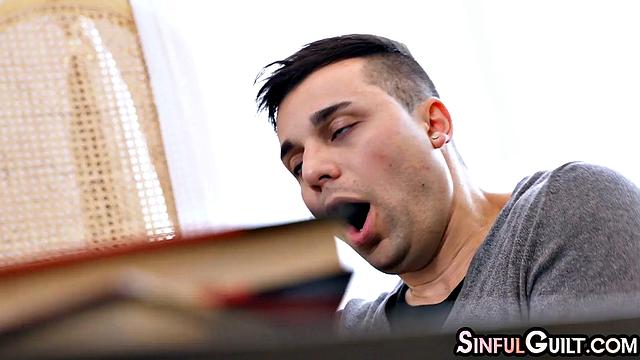 Stunning redhead spoiling guy