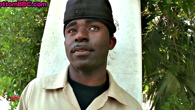 Athletic Black thug public fucked outdoors by white top