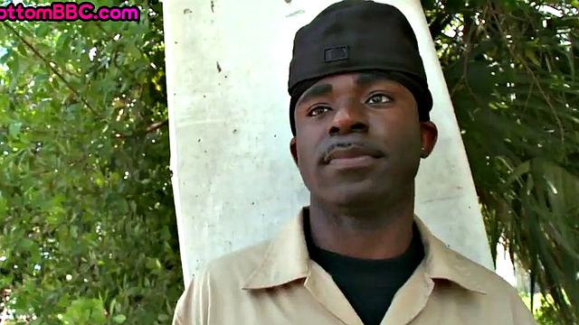 Athletic Black thug public fucked outdoors by white top