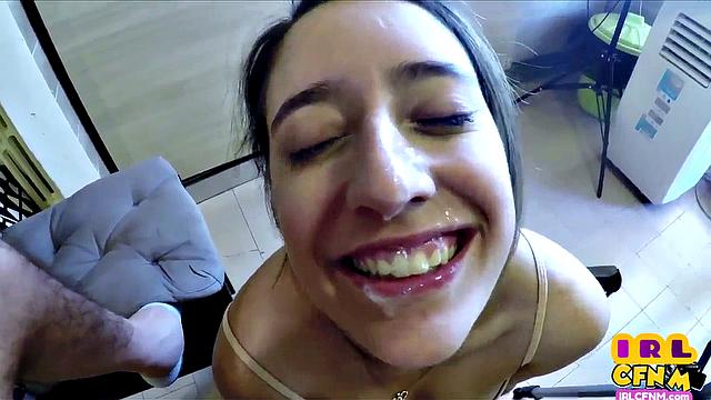 Euro CFNM amateur giving blowjob