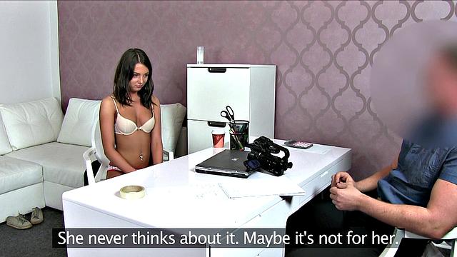 A amateur skinny teen earn cash for riding Agent's big cock in POV