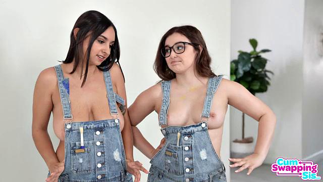 Хейли Роуз и Лиана Ловингс: сводный брат вместо кисти ебет до шедевра