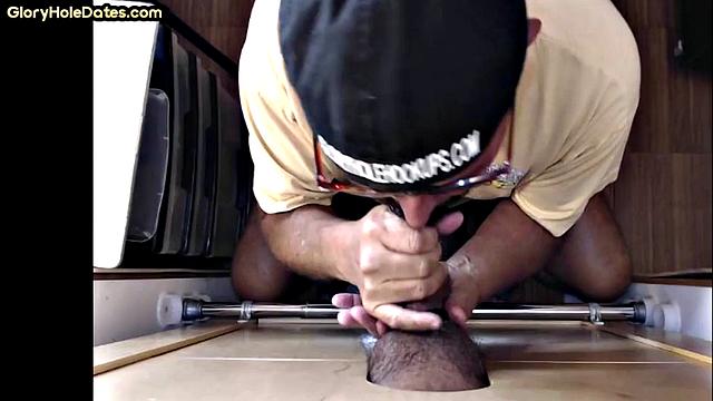 Cum-loving gloryhole mature sucks BF's cock at home