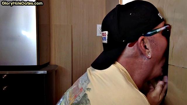 Cum-loving gloryhole mature sucks BF's cock at home