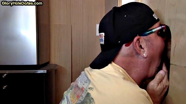 Cum-loving gloryhole mature sucks BF's cock at home