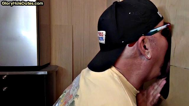 Cum-loving gloryhole mature sucks BF's cock at home