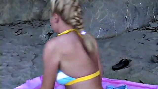 Little Summer with natural tits and sexy bikini